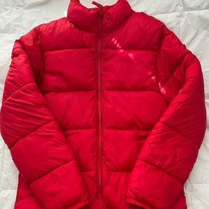 old navy puffer jacket | red